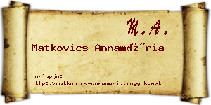 Matkovics Annamária névjegykártya