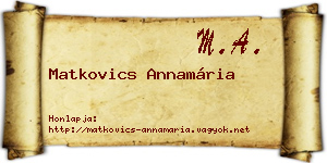 Matkovics Annamária névjegykártya